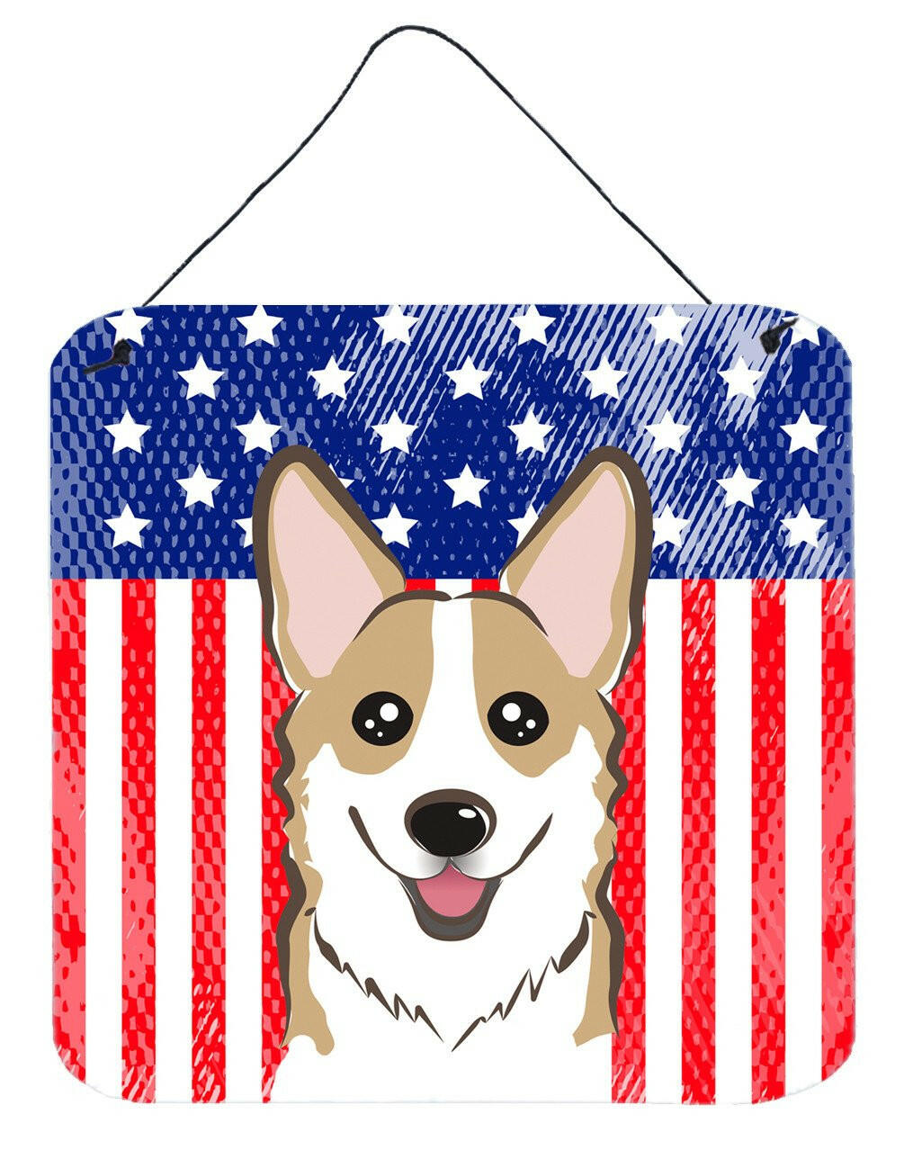American Flag and Sable Corgi Wall or Door Hanging Prints BB2183DS66