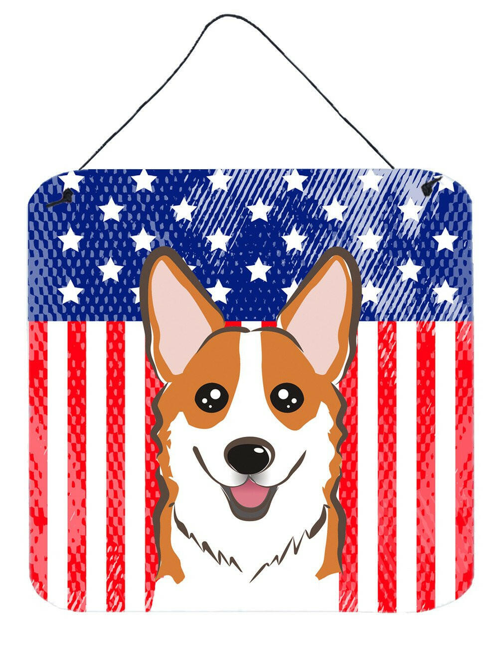 American Flag and Red Corgi Wall or Door Hanging Prints BB2184DS66