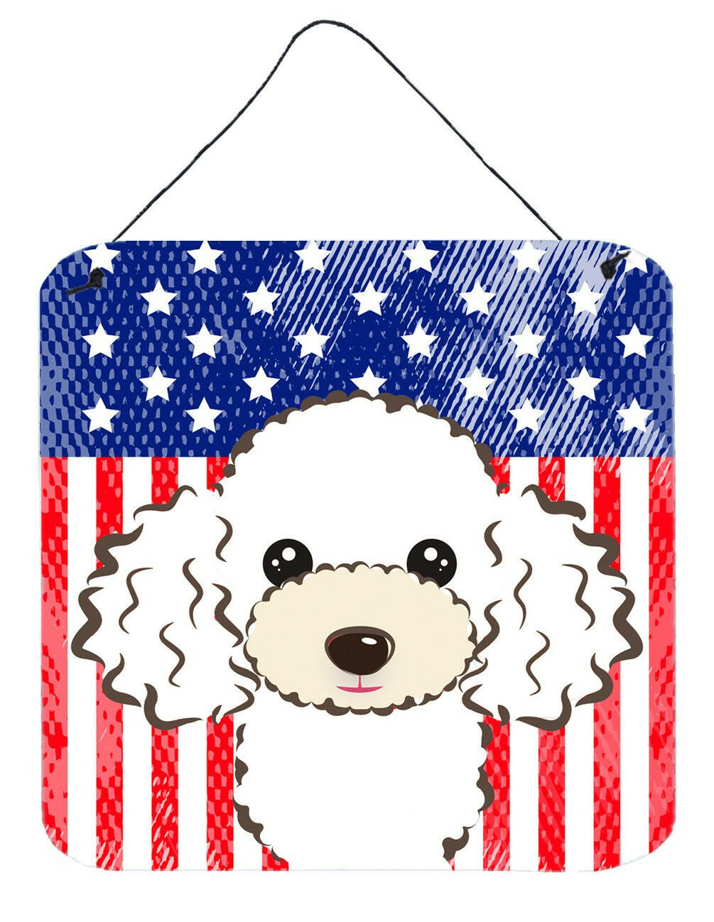 American Flag and White Poodle Wall or Door Hanging Prints BB2187DS66