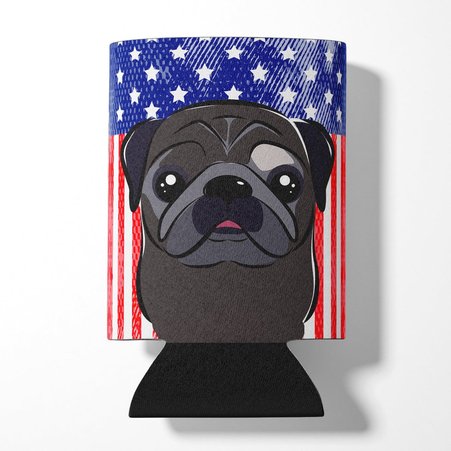 American Flag and Black Pug Can or Bottle Hugger BB2193CC