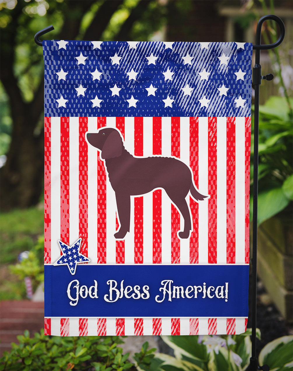 AUSA Patriotic merican Water Spaniel Garden Flag - Outdoor Decorative Yard Flag BB3301GF