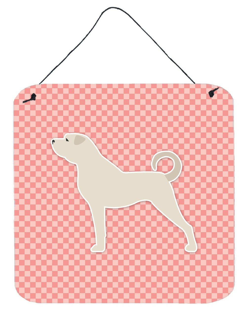 Anatolian Shepherd Checkerboard Pink Wall or Door Hanging Prints BB3677DS66