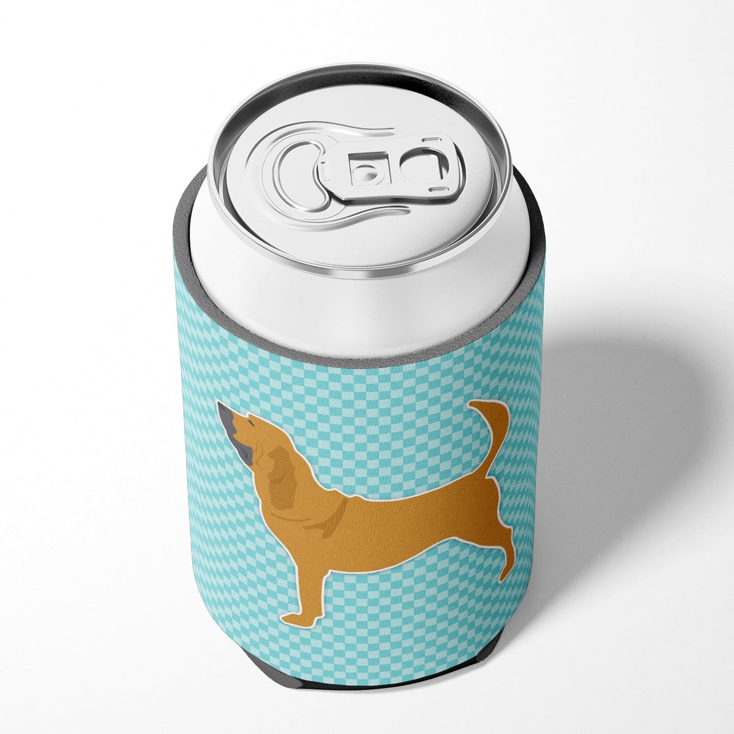 Bloodhound Checkerboard Blue Can or Bottle Hugger BB3684CC