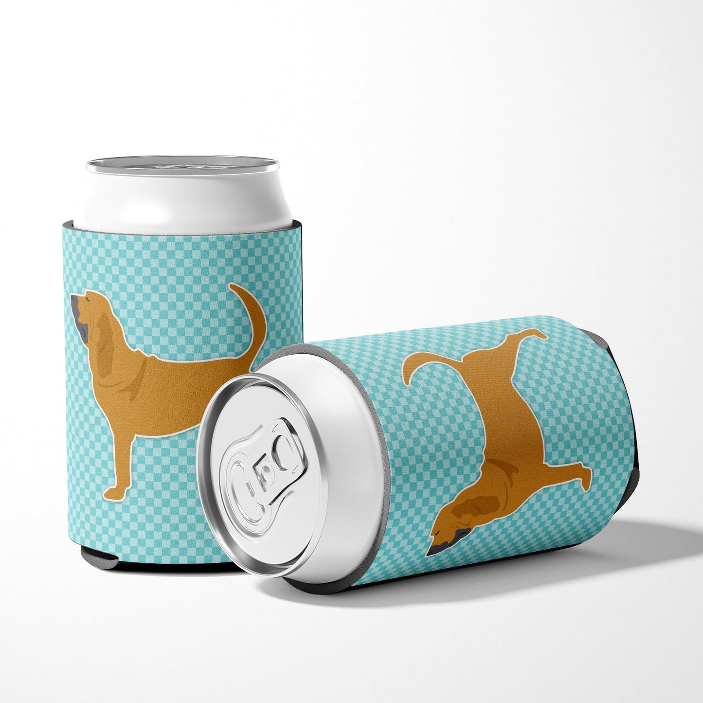 Bloodhound Checkerboard Blue Can or Bottle Hugger BB3684CC