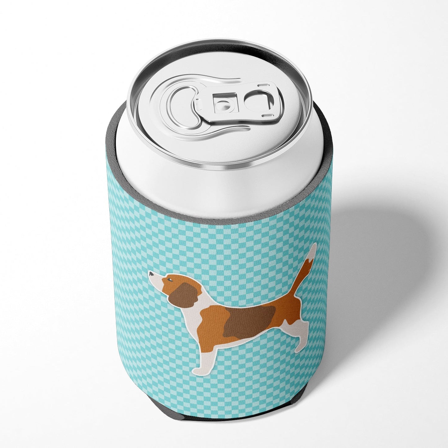 Beagle Checkerboard Blue Can or Bottle Hugger BB3710CC