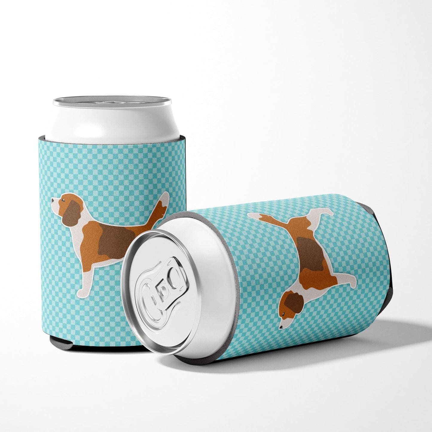 Beagle Checkerboard Blue Can or Bottle Hugger BB3710CC