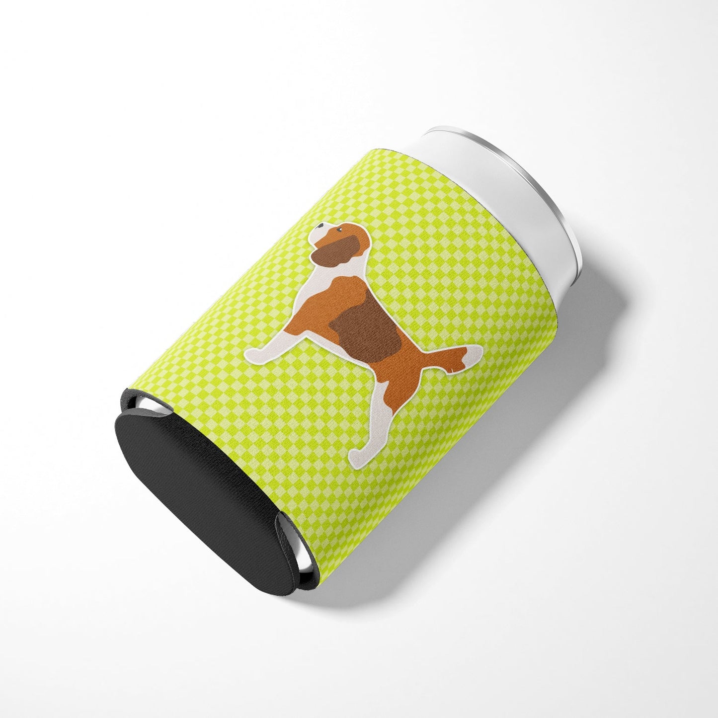 Beagle Checkerboard Green Can or Bottle Hugger BB3810CC