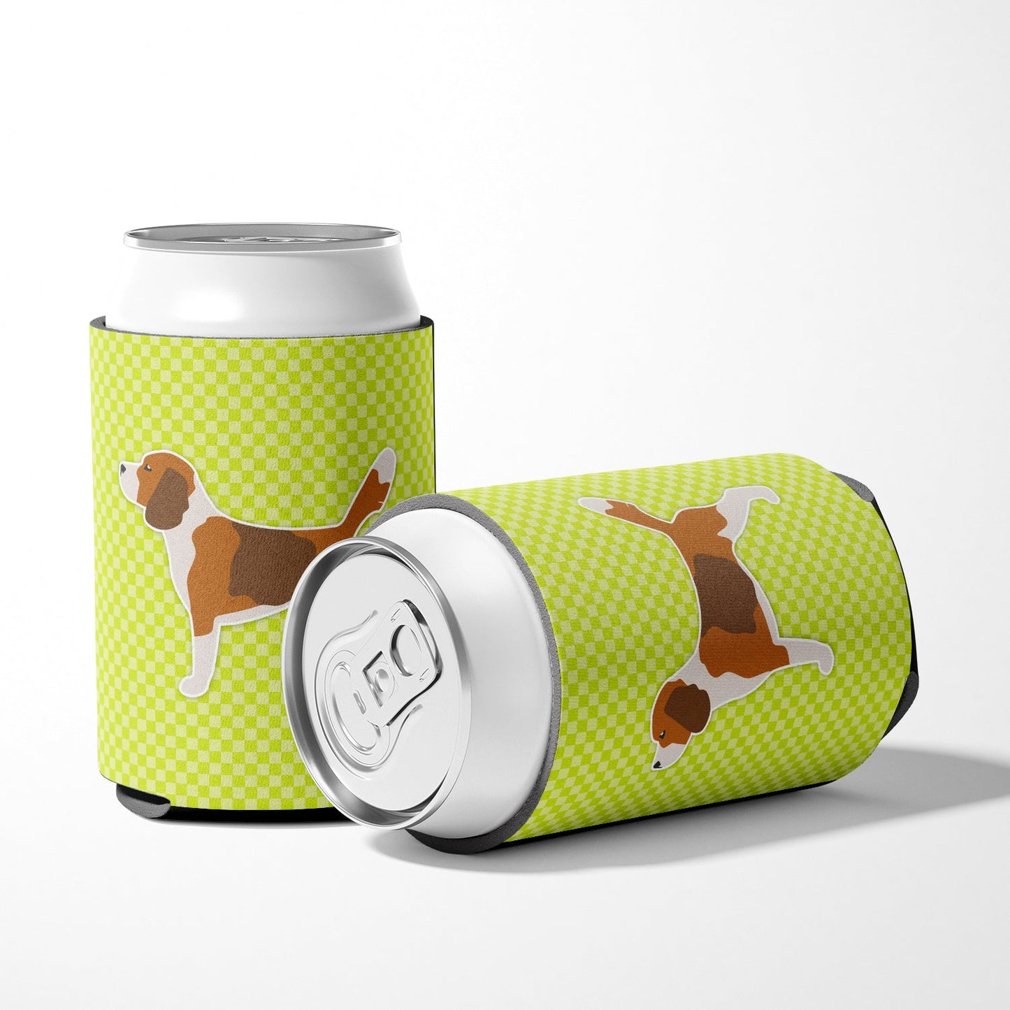 Beagle Checkerboard Green Can or Bottle Hugger BB3810CC