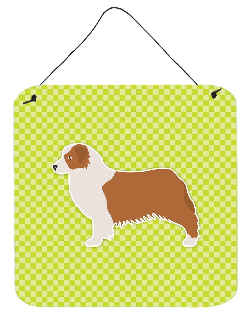 Australian Shepherd Dog Checkerboard Green Wall or Door Hanging Prints BB3833DS66