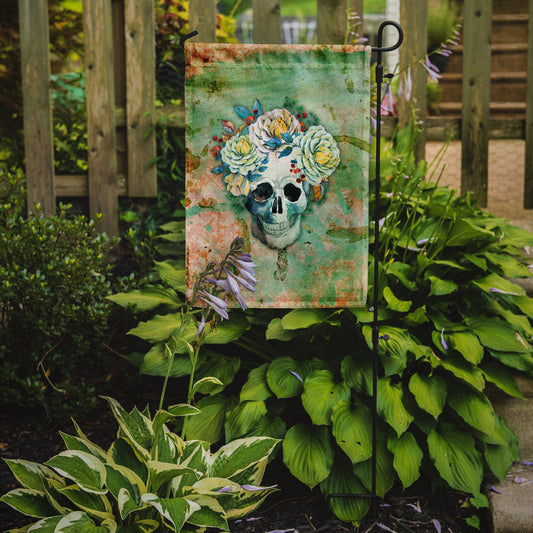 Day of the Dead Skull with Flowers Garden Flag - Outdoor Decorative Yard Flag BB5124GF