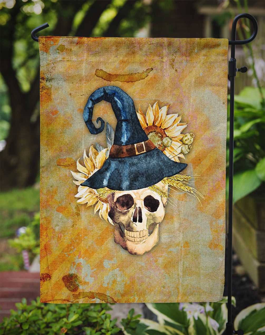 Day of the Dead Witch Skull Garden Flag - Outdoor Decorative Yard Flag BB5126GF