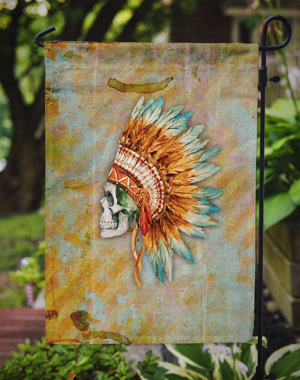 Day of the Dead Indian Skull Garden Flag - Outdoor Decorative Yard Flag BB5127GF