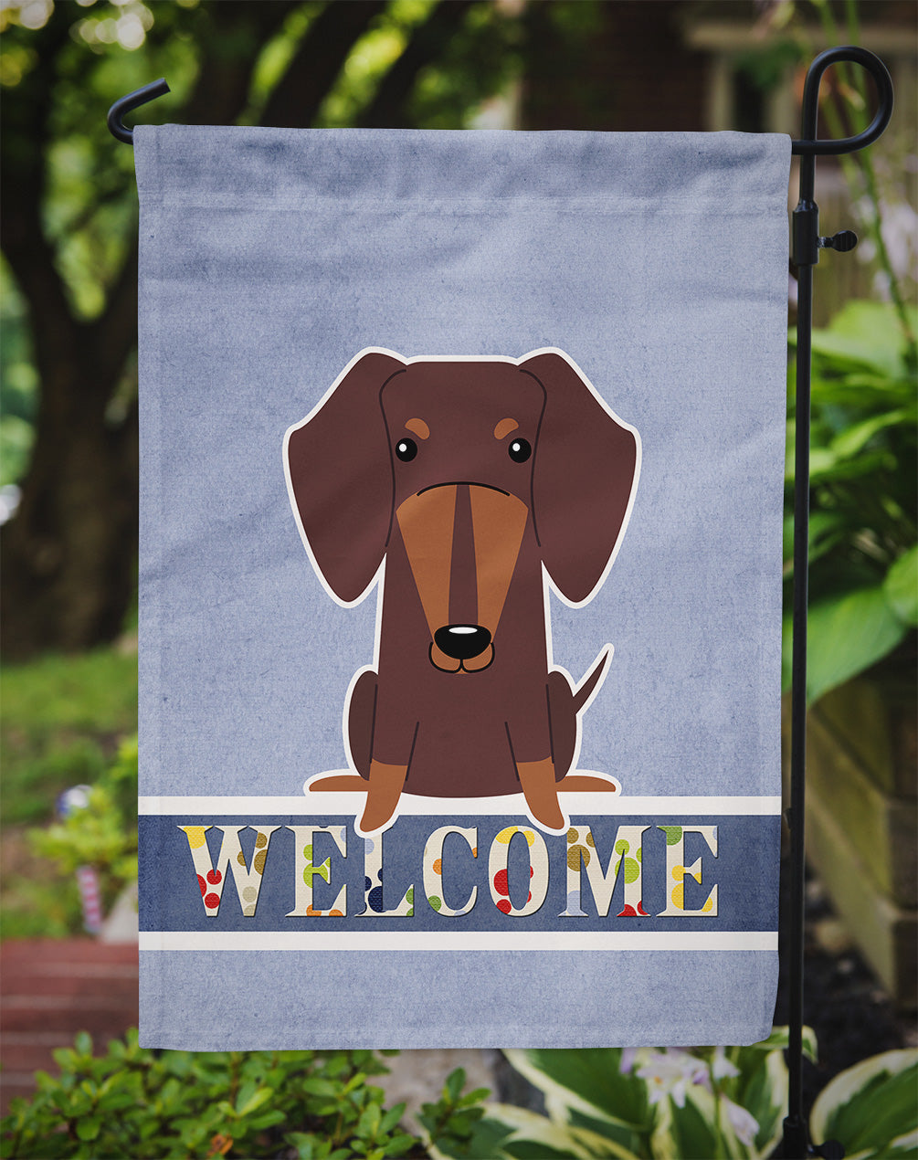 Dachshund Chocolate Welcome Garden Flag - Outdoor Decorative Yard Flag BB5712GF