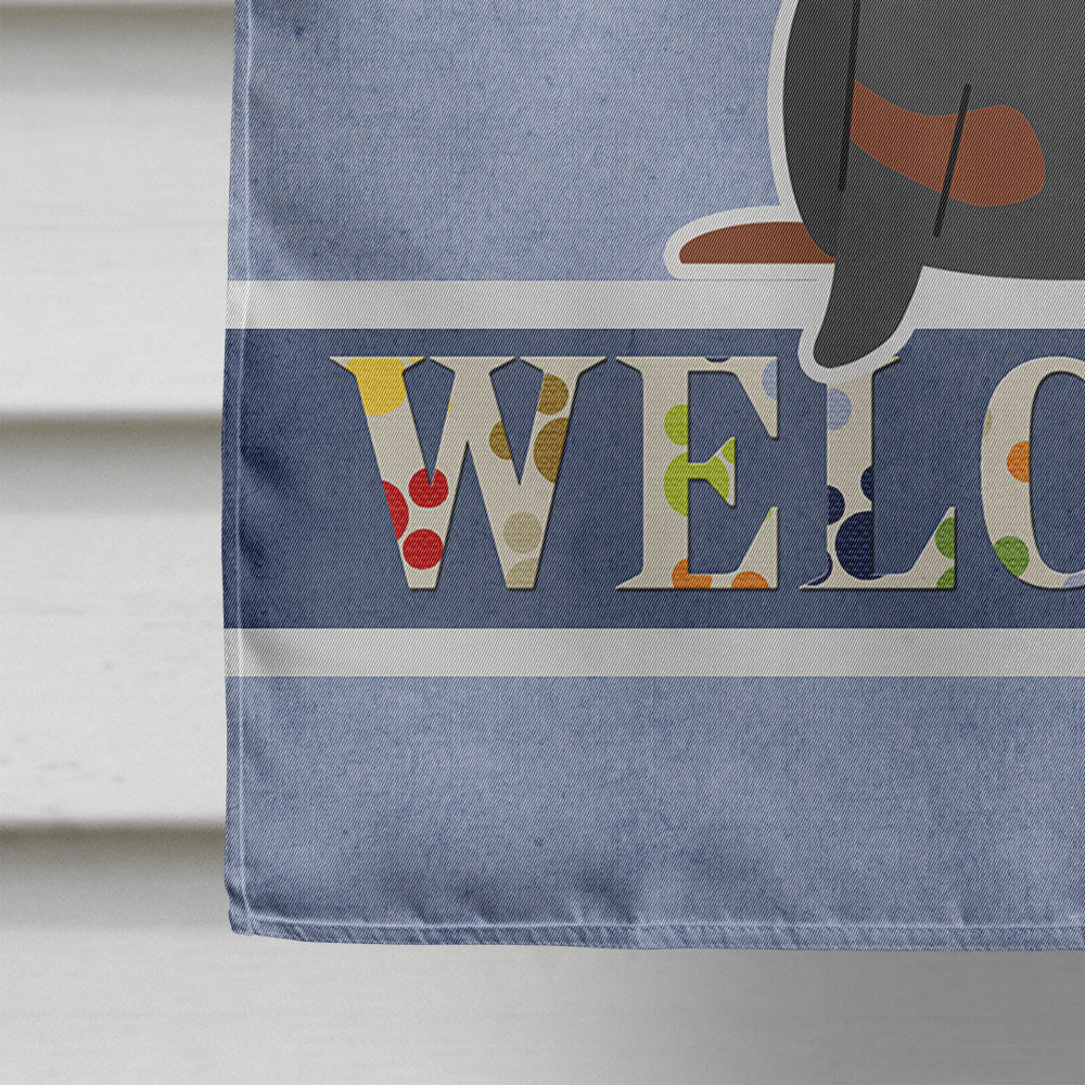 Dachshund Black Tan Welcome Flag Canvas House Size BB5713CHF