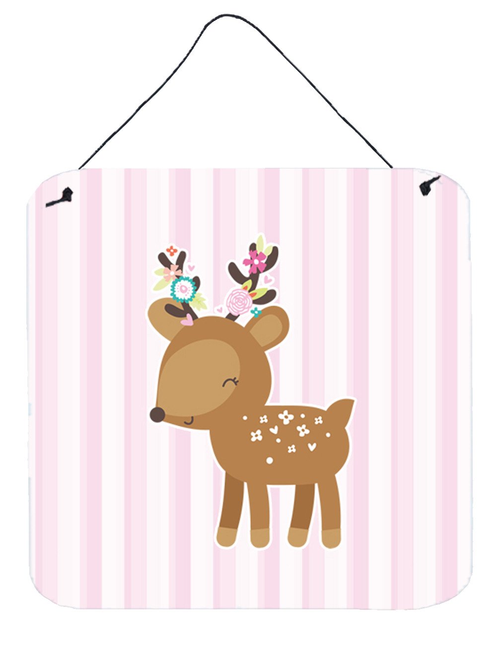 Deer in Pink Stripes Wall or Door Hanging Prints BB6934DS66