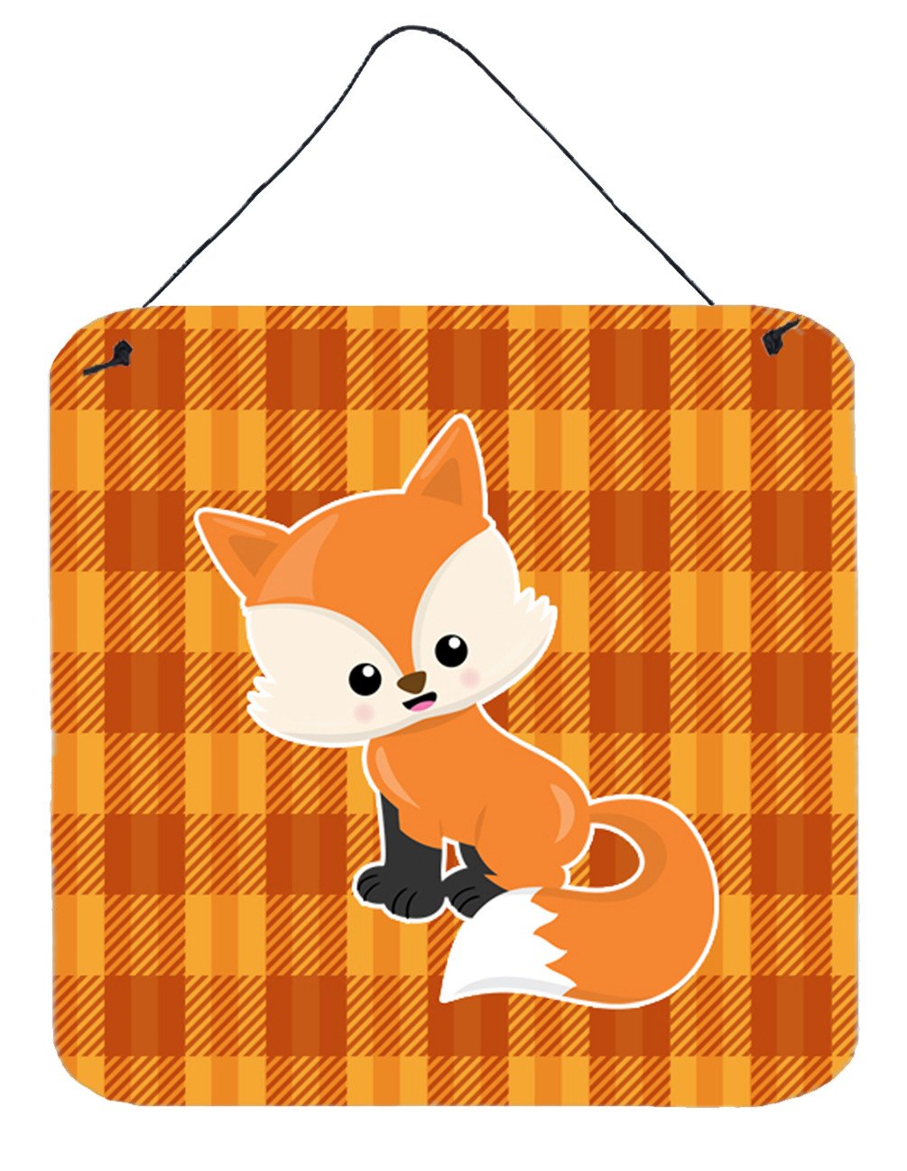 Baby Fox Gingham Wall or Door Hanging Prints BB7087DS66