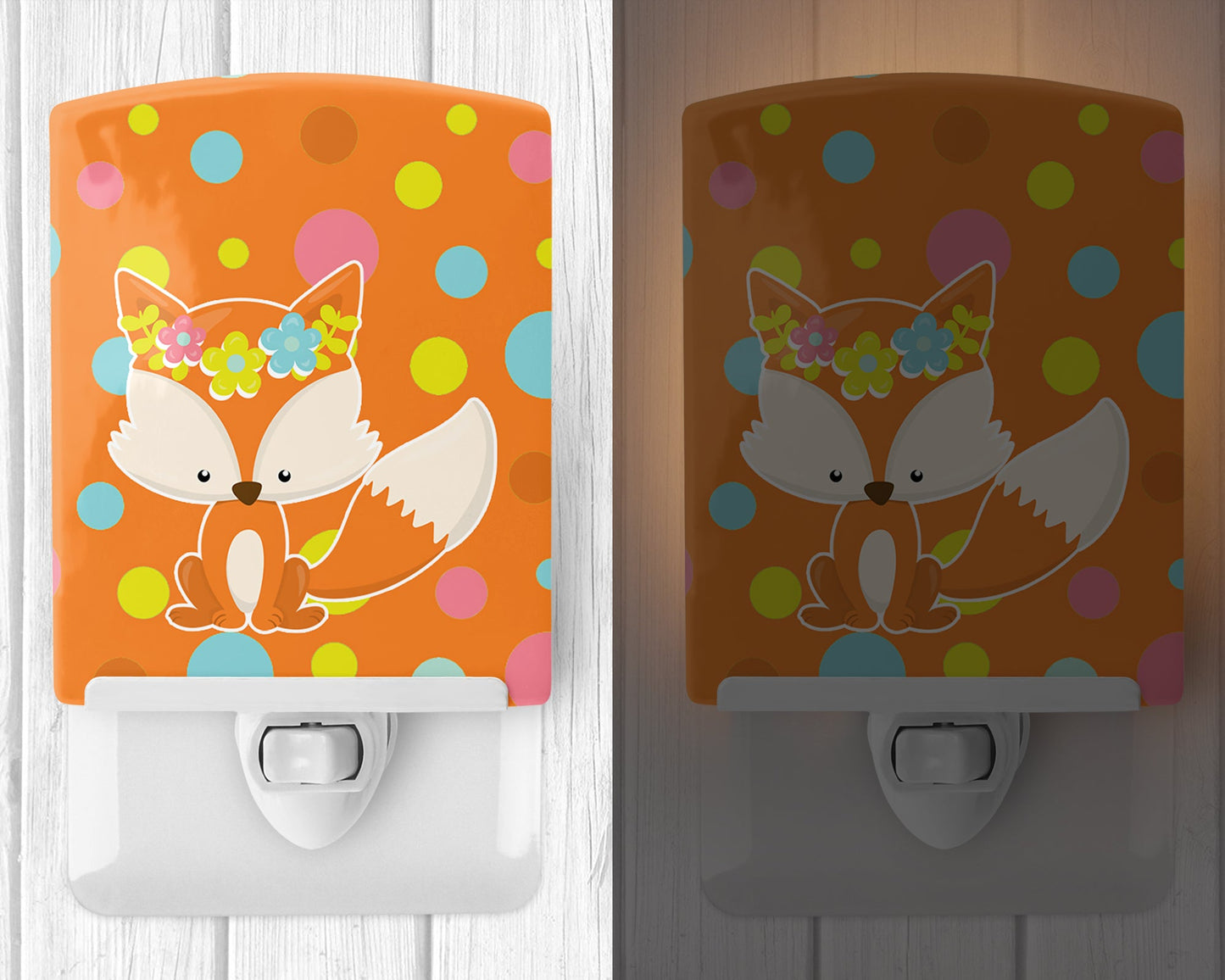 Baby Fox Flowerchild Polkadots Ceramic Night Light BB7091CNL