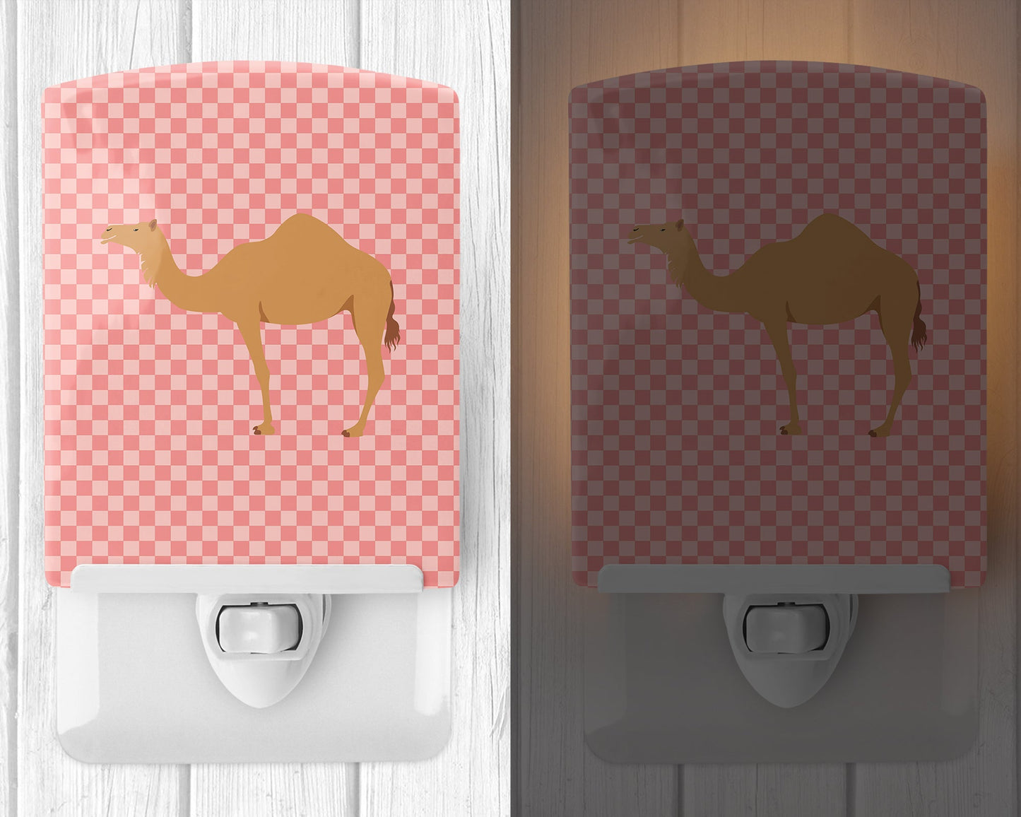Arabian Camel Dromedary Pink Check Ceramic Night Light BB7817CNL