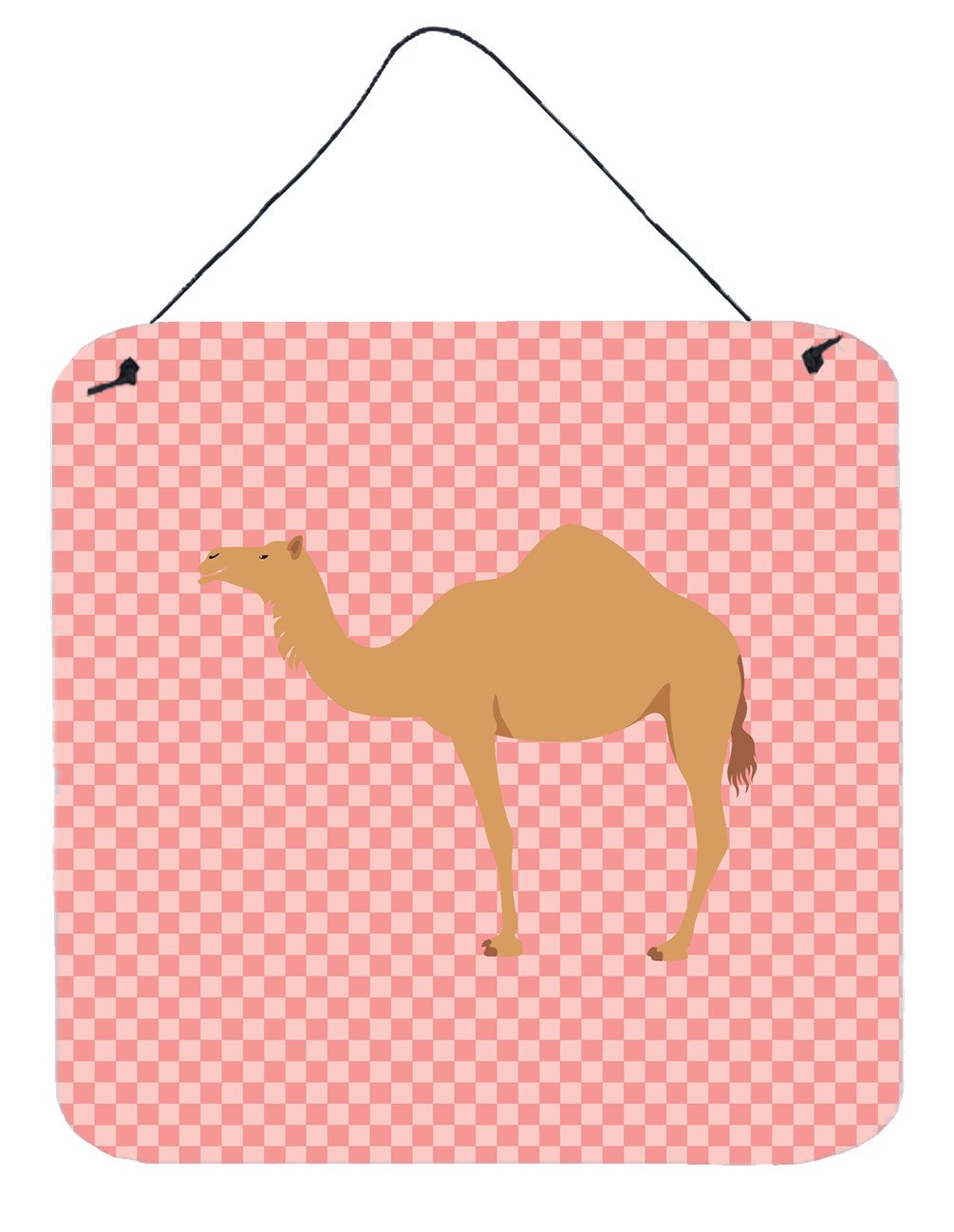 Arabian Camel Dromedary Pink Check Wall or Door Hanging Prints BB7817DS66