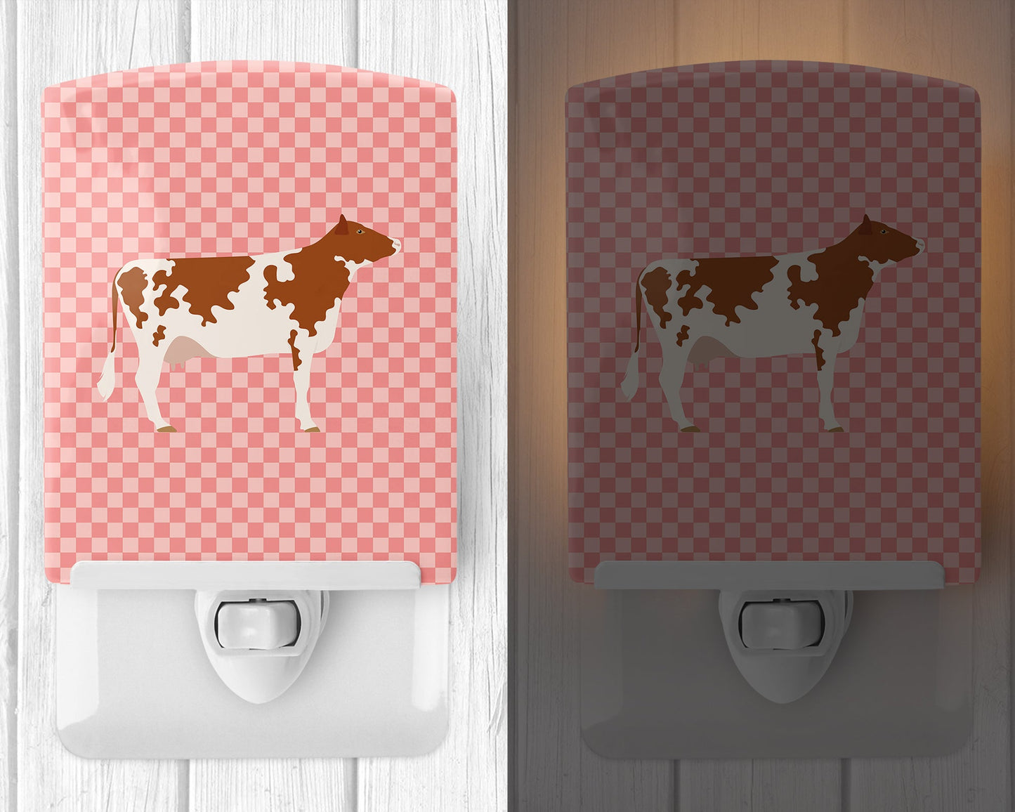 Ayrshire Cow Pink Check Ceramic Night Light BB7827CNL