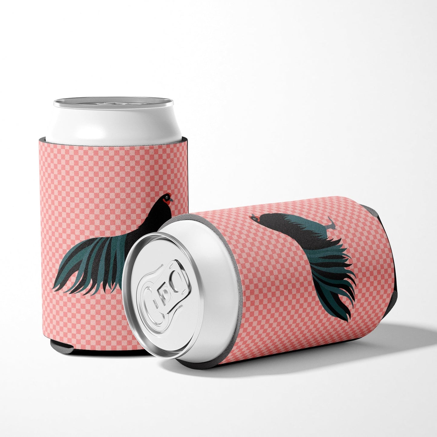 Sumatra Chicken Pink Check Can or Bottle Hugger BB7833CC