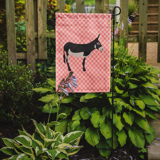 American Mammoth Jack Donkey Pink Check Garden Flag - Outdoor Decorative Yard Flag