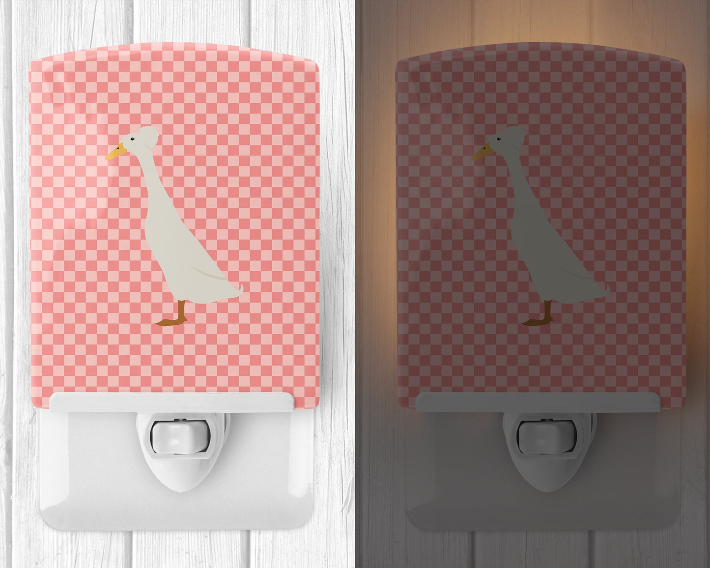 Bali Duck Pink Check Ceramic Night Light BB7859CNL
