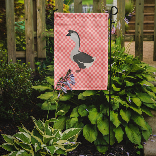 African Goose Pink Check Garden Flag - Outdoor Decorative Yard Flag
