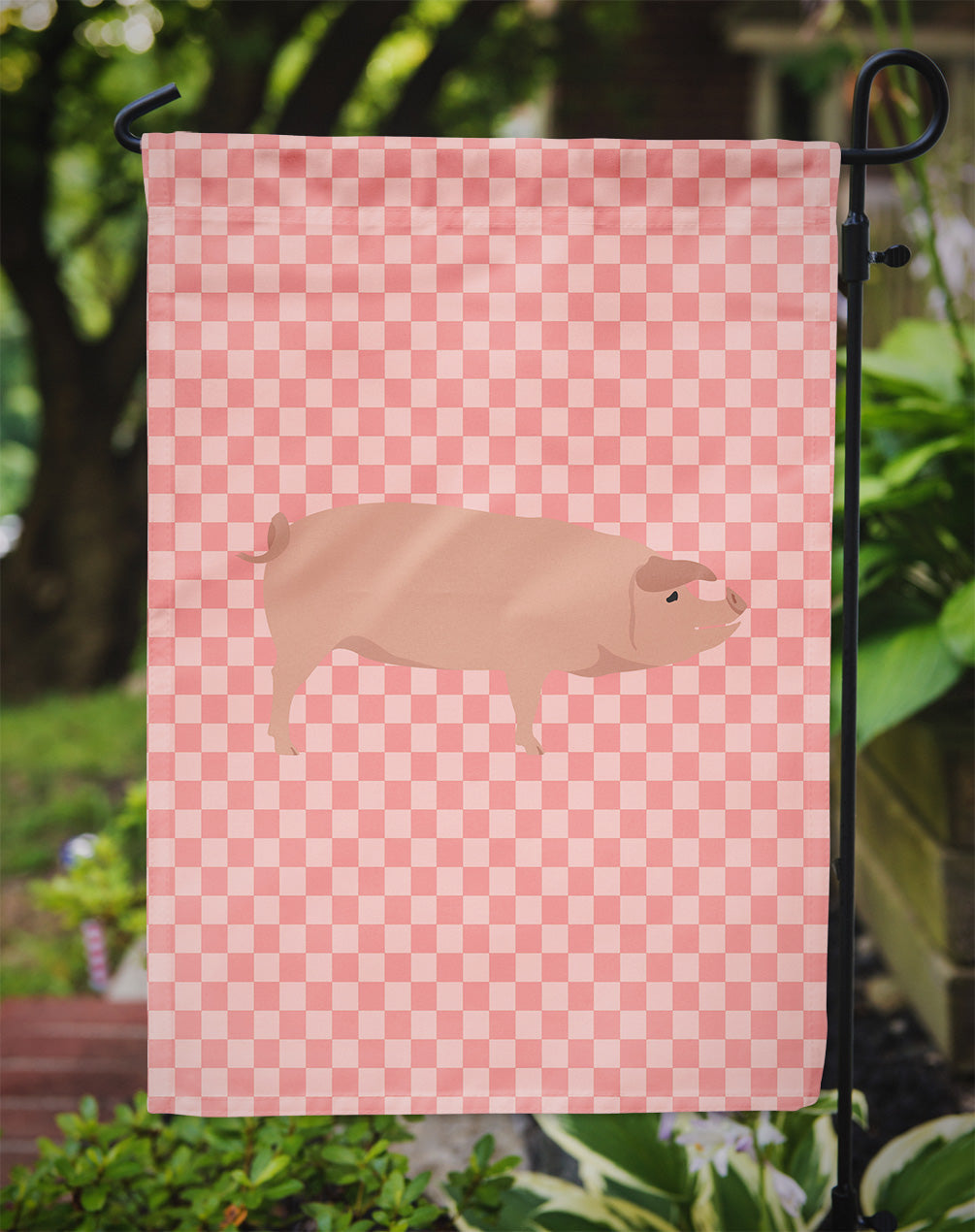 American Landrace Pig Pink Check Garden Flag - Outdoor Decorative Yard Flag
