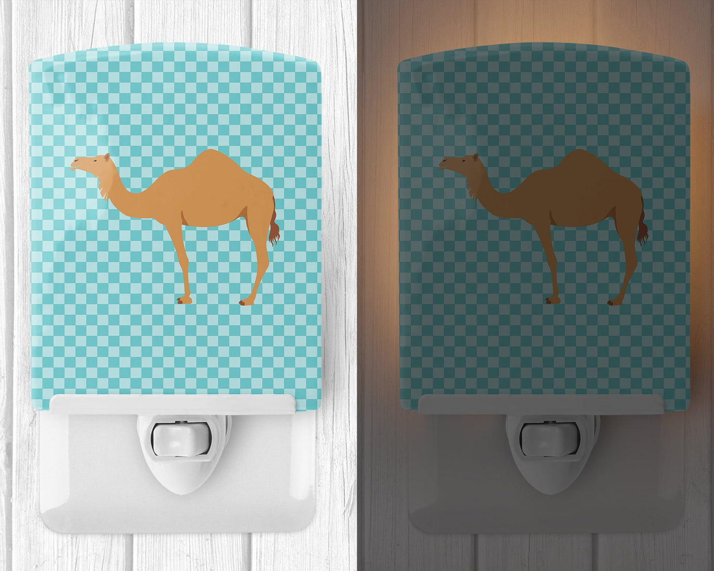Arabian Camel Dromedary Blue Check Ceramic Night Light BB7991CNL