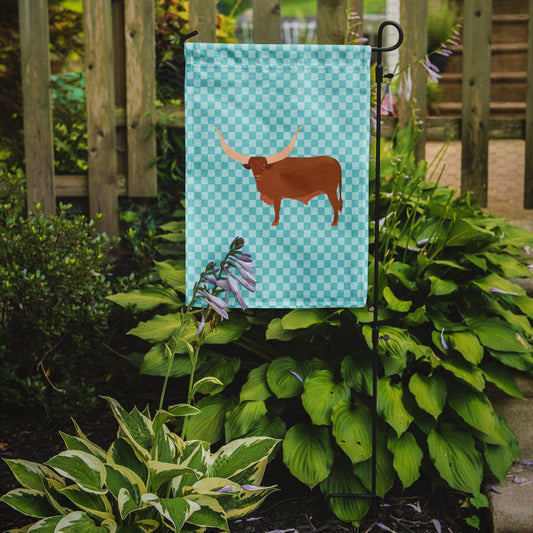 Ankole-Watusu Cow Blue Check Garden Flag - Outdoor Decorative Yard Flag