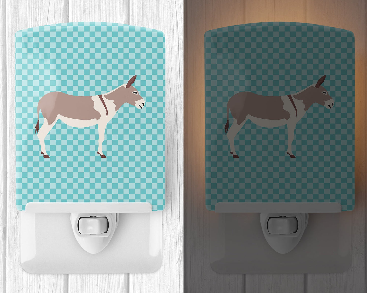 Australian Teamster Donkey Blue Check Ceramic Night Light BB8020CNL