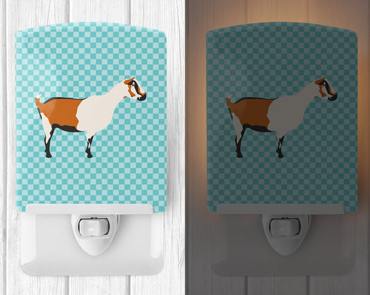 Alpine Goat Blue Check Ceramic Night Light BB8054CNL