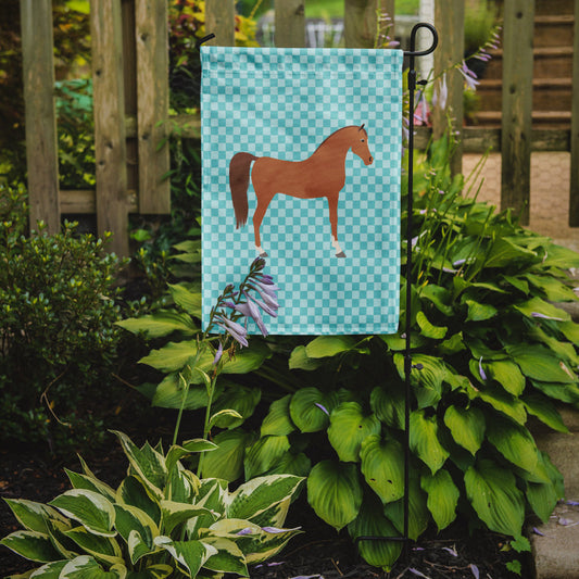 Arabian Horse Blue Check Garden Flag - Outdoor Decorative Yard Flag