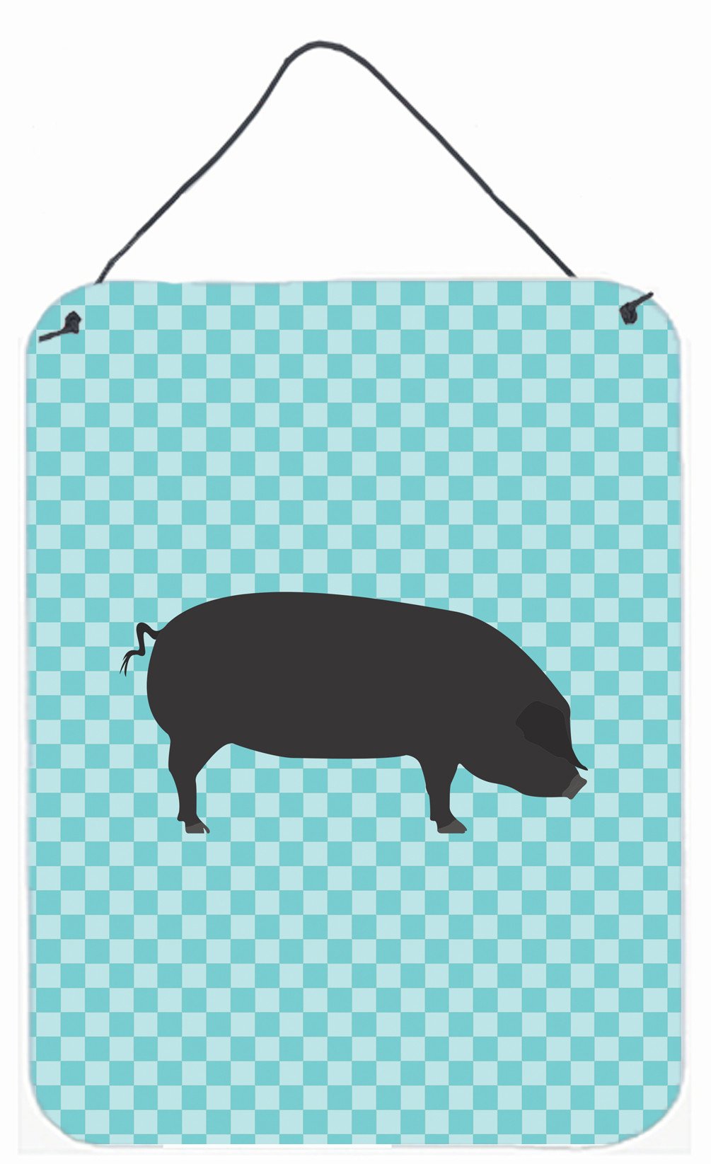 Devon Large Black Pig Blue Check Wall or Door Hanging Prints BB8105DS1216
