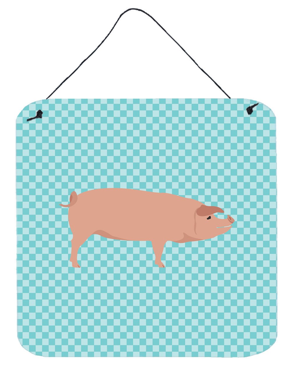 American Landrace Pig Blue Check Wall or Door Hanging Prints BB8106DS66