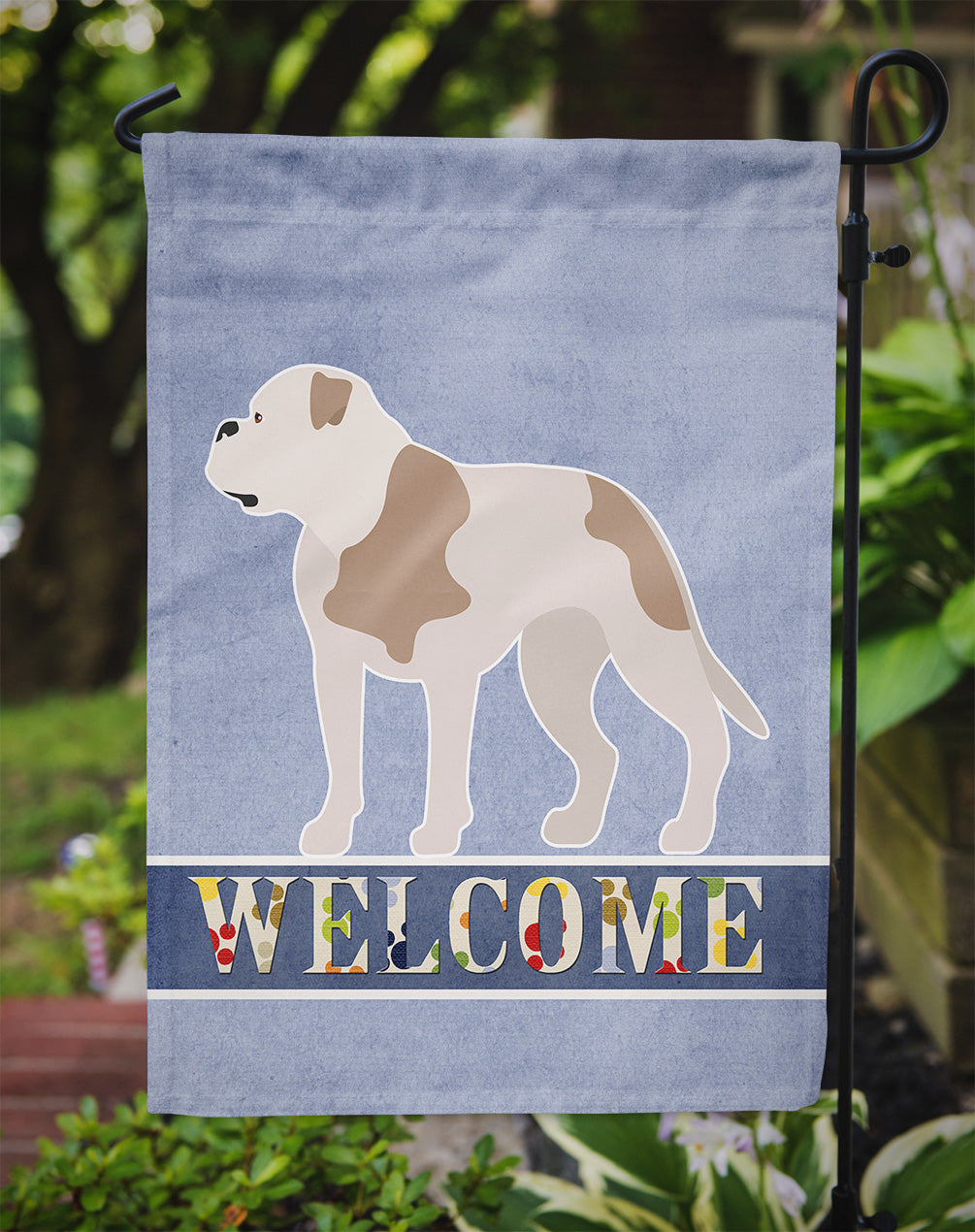 American Bulldog Welcome Garden Flag - Outdoor Decorative Yard Flag BB8348GF