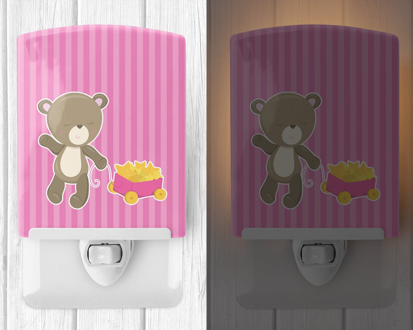 Baby Girl Bear Wagon Ceramic Night Light BB8619CNL