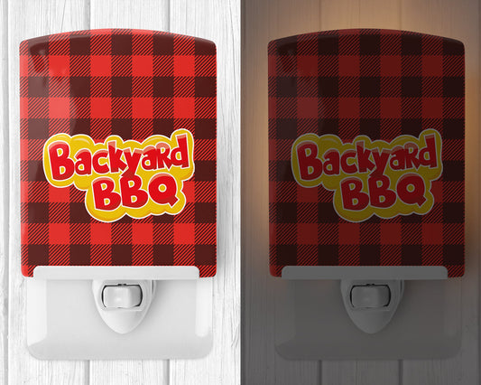 Backyard BBQ on Plaid Ceramic Night Light BB8627CNL