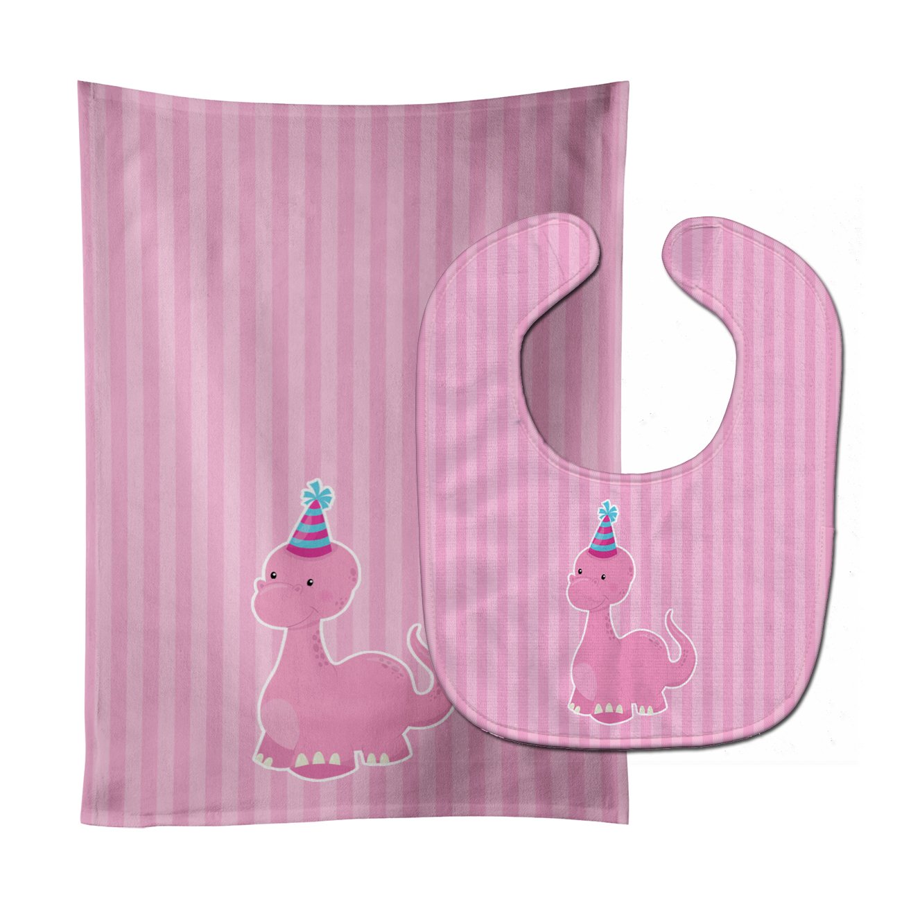Dinosaur Pink Baby Bib & Burp Cloth BB8923STBU