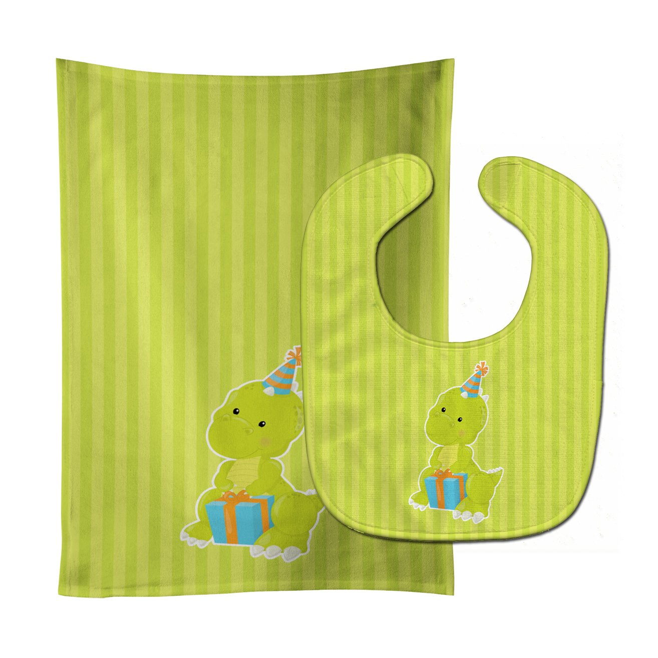 Dinosaur Green Baby Bib & Burp Cloth BB8928STBU