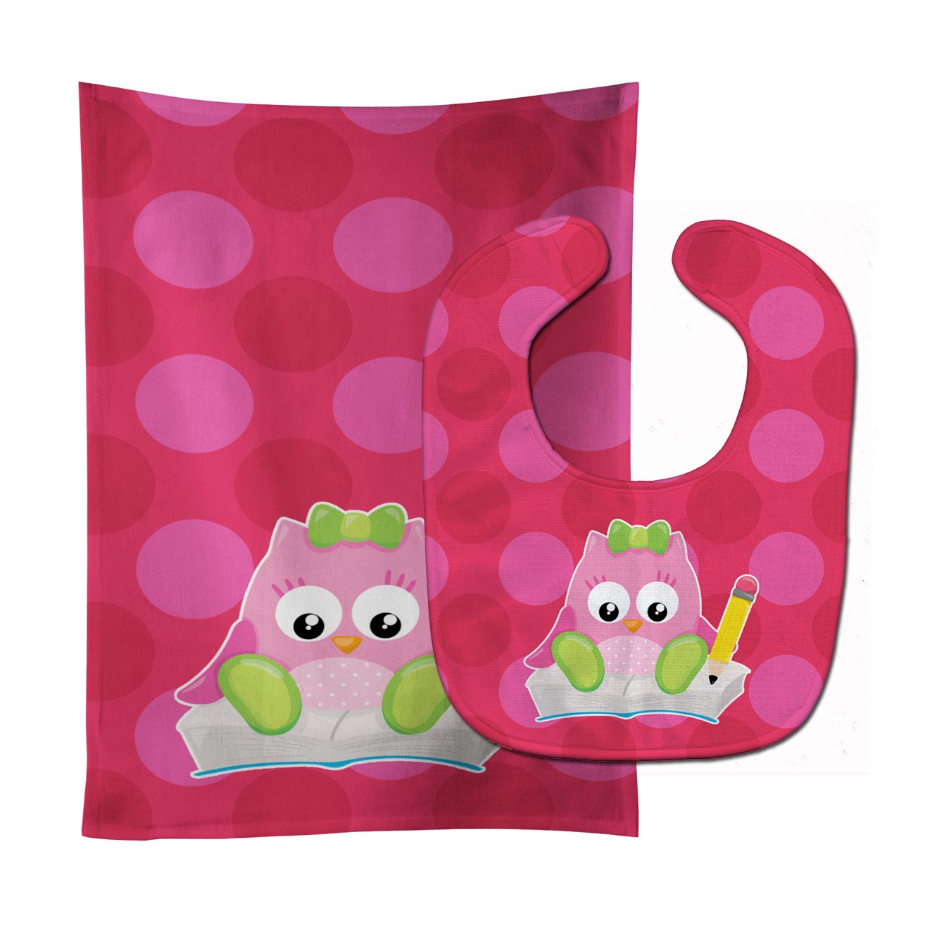 Back to School Girl Bird Baby Bib & Burp Cloth BB9029STBU