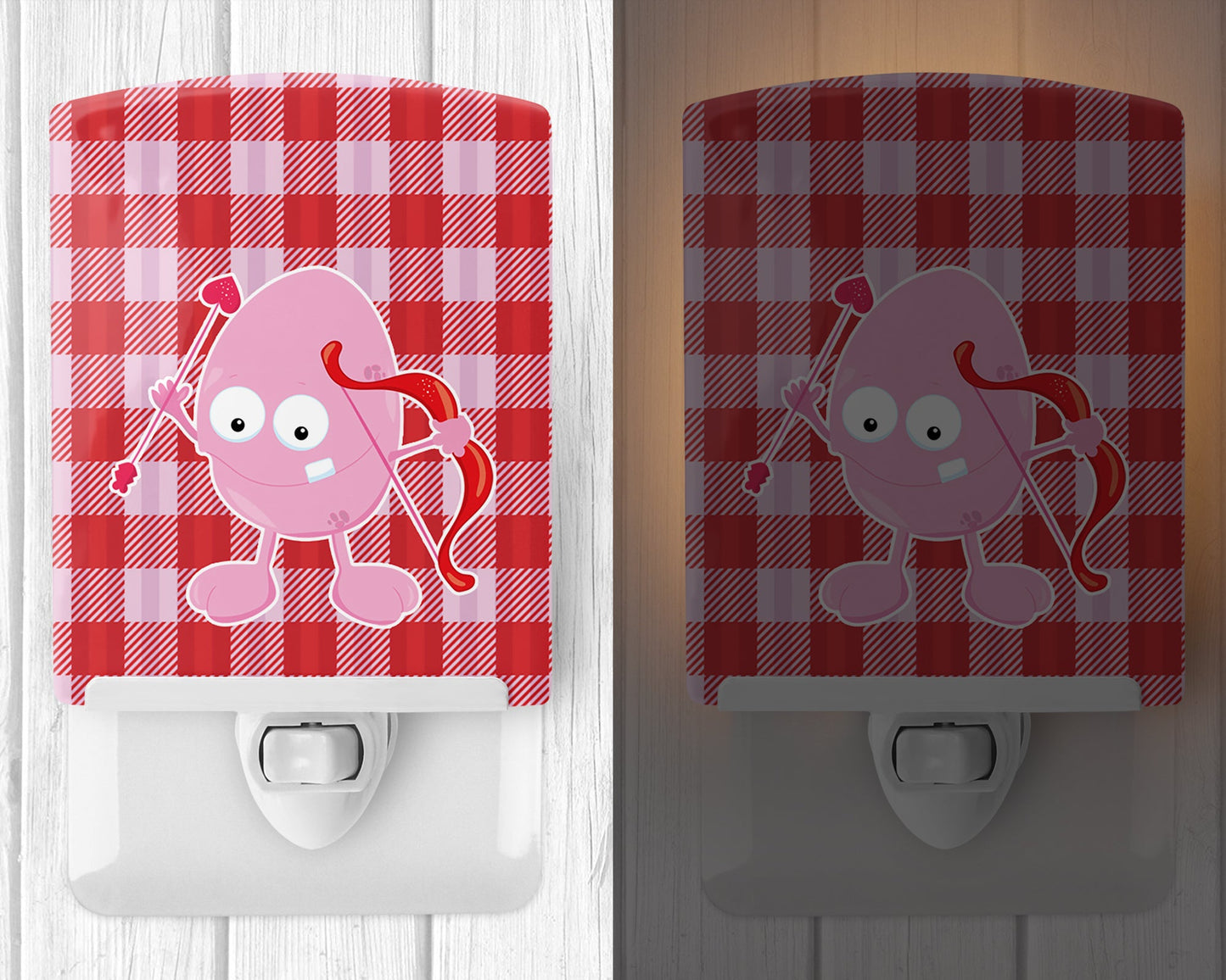 Cupid Monster Angel on Plaid #5 Ceramic Night Light BB9125CNL