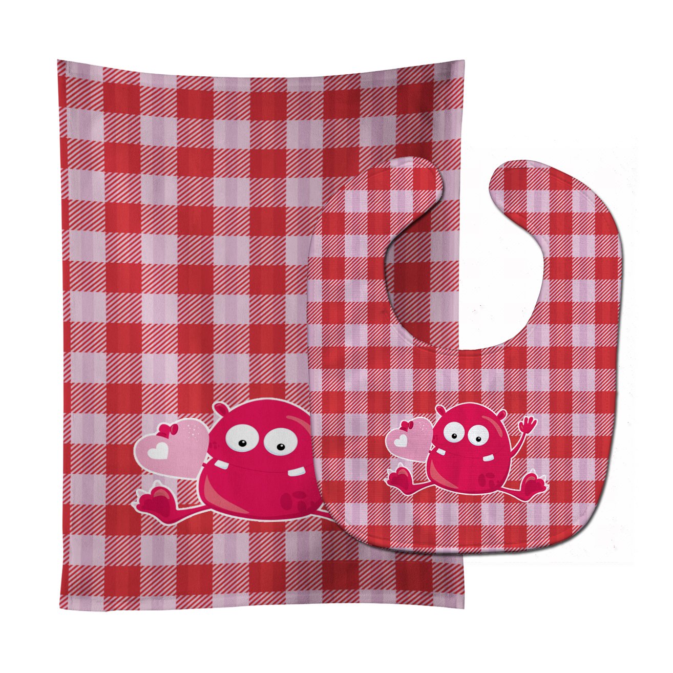 Cupid Monster Angel on Plaid #6 Baby Bib & Burp Cloth BB9126STBU