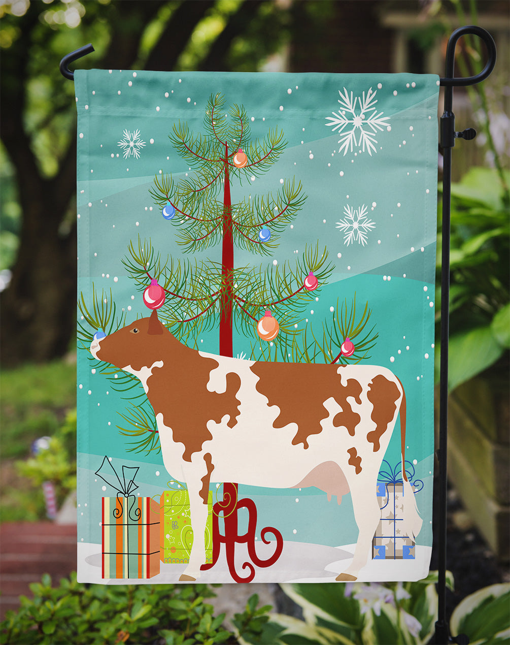 Ayrshire Cow Christmas Garden Flag - Outdoor Decorative Yard Flag BB9194GF