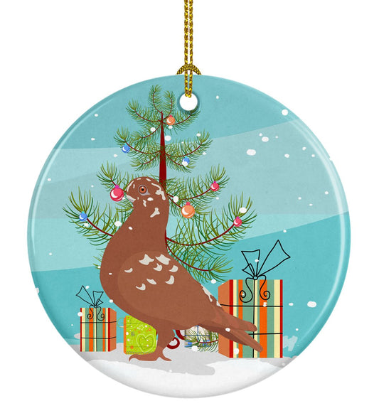 African Owl Pigeon Christmas Ornament - Round Ceramic Ornament – Artist-Designed Keepsake Decoration BB9320CO1