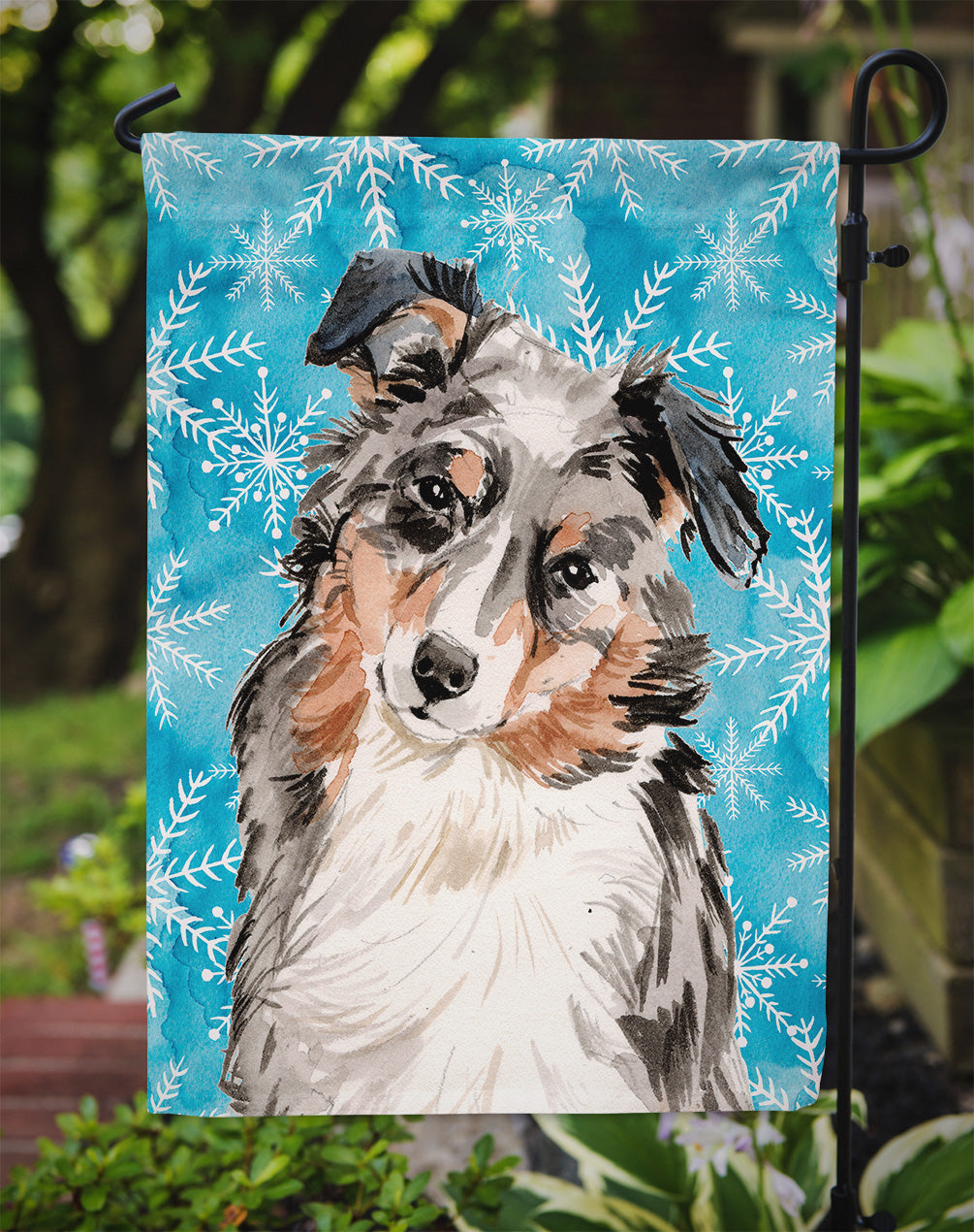 Australian Shepherd Winter Garden Flag - Outdoor Decorative Yard Flag BB9432GF