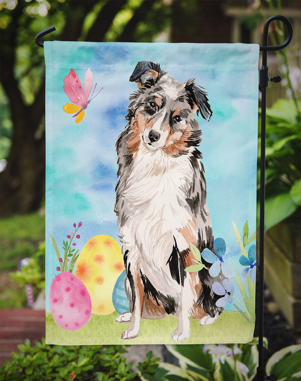 Australian Shepherd Easter Garden Flag - Outdoor Decorative Yard Flag BB9607GF