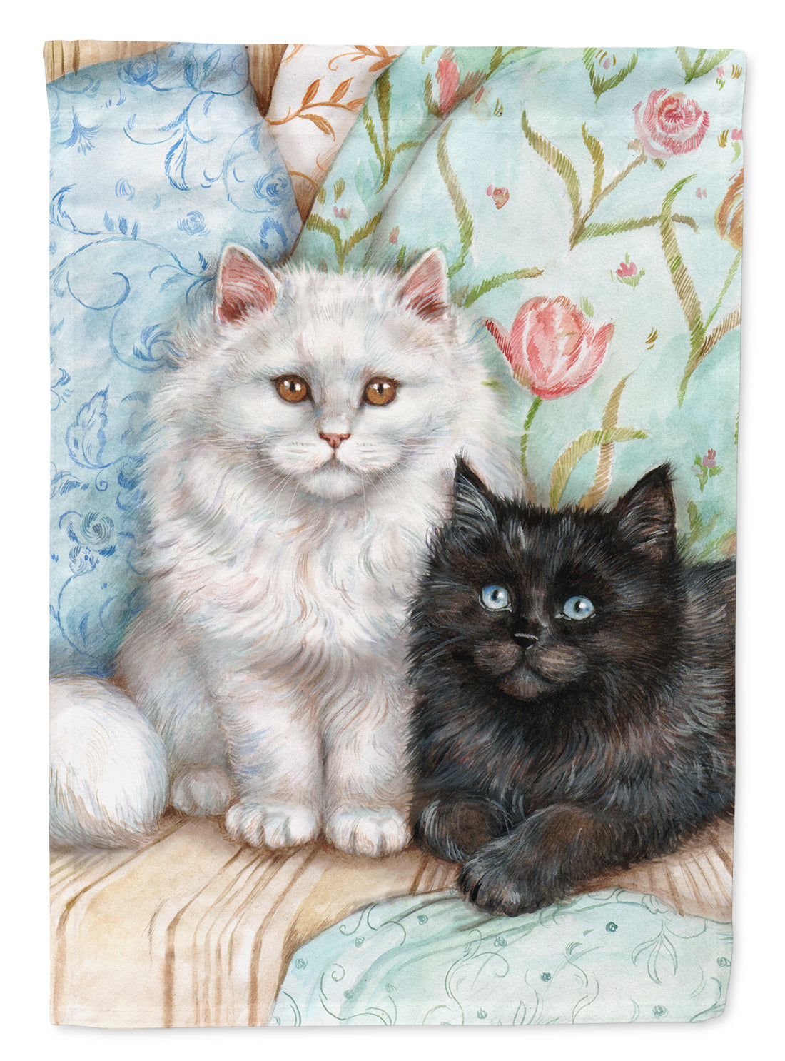 A Black Cat and A White Cat Garden Flag – Decorative Outdoor Yard Flag CDCO0510GF