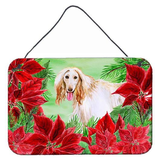 Afghan Hound Poinsettas Wall or Door Hanging Prints CK1350DS812